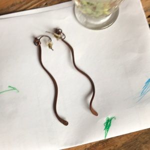 Copper squiggly earring, handmade